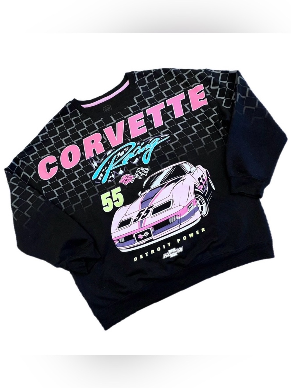 Corvette Racing Sweatshirt Large Black Fleece GM General Motors Chevrolet